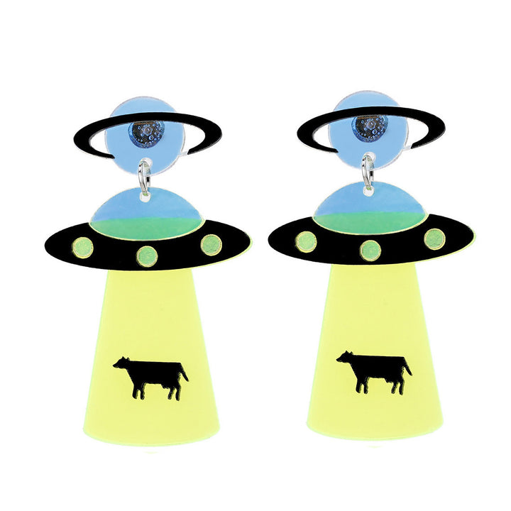 UFO Spaceship Alien Exaggerated Funny Earrings – Useful Gifts — 1