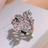 Zircon Ornament Ring Fashion Leaf Size Adjustable – Stylish Gifts — 5