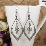 Vintage Hollow Silver Antique Music Sheet Earrings – Creative Gifts — 2