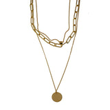 Metal Multilayer Thick Chain Necklace Smooth Disc – Jewelry Gift Ideas — 6