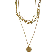 Metal Multilayer Thick Chain Necklace Smooth Disc – Jewelry Gift Ideas — 6