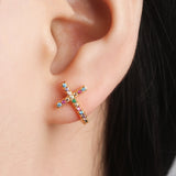 Cross colored zircon earrings – Thoughtful Gifts — 6