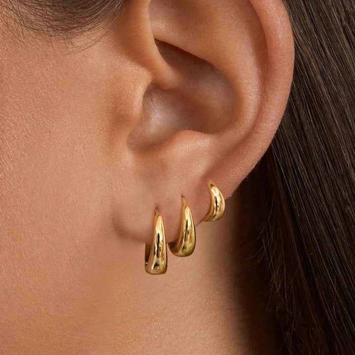 Women's 18K Gold Glossy And Simple Earrings – Gifts for Her — 1