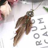 Long Feather Hand Knitted Tassel Sweater Necklace – Jewelry Gift Ideas — 3