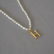 Rice Pearl Fashion Simple Letter Pendant Necklace – Jewelry Gift Ideas — 10