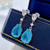 Synthetic Paraiba Silver Stud Earrings Water Drops – Everyday Gifts — 4