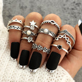Fashion Retro Carved 11 Piece Set Joint Ring – Stylish Gifts — 1