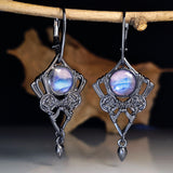 Vintage Geometric Long Turquoise Moonstone Drop Earrings – Gift Ideas — 8