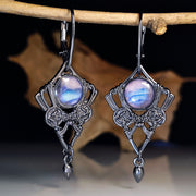 Vintage Geometric Long Turquoise Moonstone Drop Earrings – Gift Ideas — 8