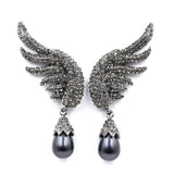 Angel Wings Alloy Diamond Pearl Earrings – Holiday Gift Ideas — 1