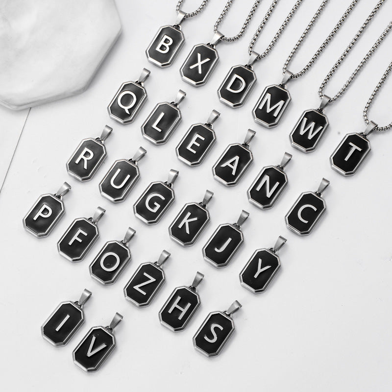 Stainless Steel 26 English Fashion Black Necklace – Jewelry Gift Ideas — 1