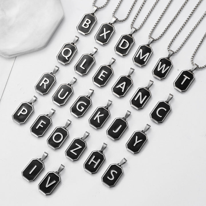 Stainless Steel 26 English Fashion Black Necklace – Jewelry Gift Ideas — 1