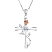 Rose Cross Necklace With Rhinestone Fashion – Jewelry Gift Ideas — 7