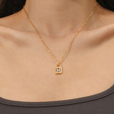 Rhinestone Initials Letter Padlock Lock Necklace – Jewelry Gift Ideas — 7
