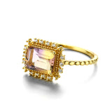 Natural Color Treasure Amethyst Rectangular Ring Women – Gifts for Her — 6