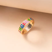 Enamel Colorful Angel Number 444 777 Ring – Meaningful Gifts — 7