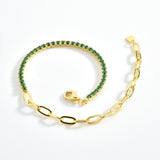 S925 Sterling Silver Diamond Stitching Green – Jewelry Gift Ideas — 3