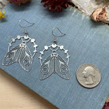 Hollow Cicada Drop Earrings Moon Phase Moth Dangle – Gifts for Her — 2