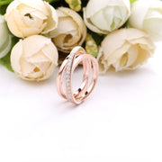 S925 Sterling Silver Rose Interlaced Three Ring – Thoughtful Gifts — 1