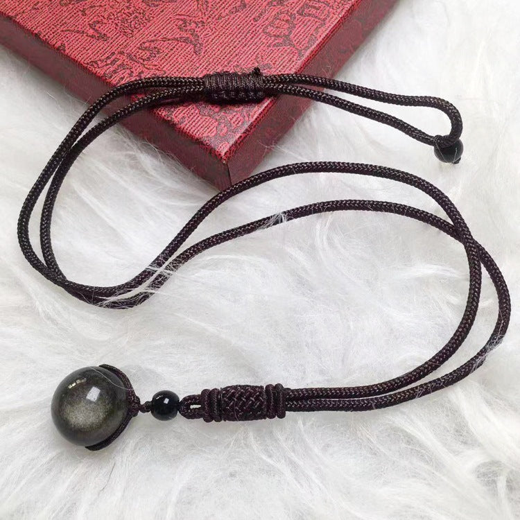 Crystal Natural Obsidian Single Bead Pendant – Jewelry Gift Ideas — 1