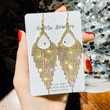 Temperament Long Full Diamond Tassel Earrings – Unique Gift Ideas — 4