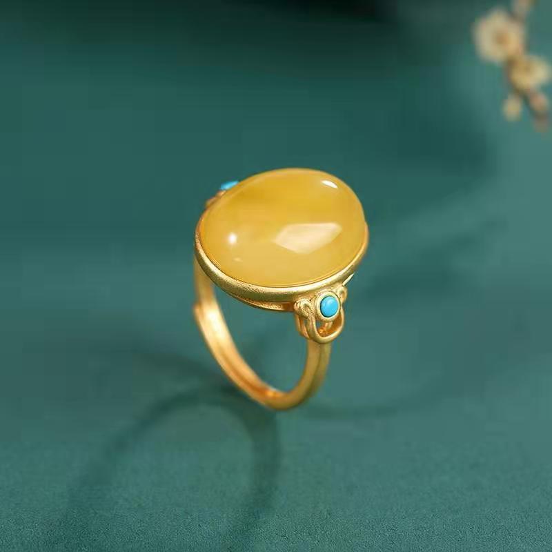 Silver-plated Ancient Gold Natural Beeswax Amber – Meaningful Gifts — 1