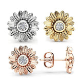 European And American Plated 18K Sunflower Earrings – Meaningful Gifts — 3