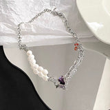 Half Butterfly Pendant Pearl Panel Necklace – Jewelry Gift Ideas — 5