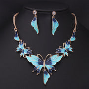 Drop Oil Butterfly Necklace Earring Set – Jewelry Gift Ideas — 1