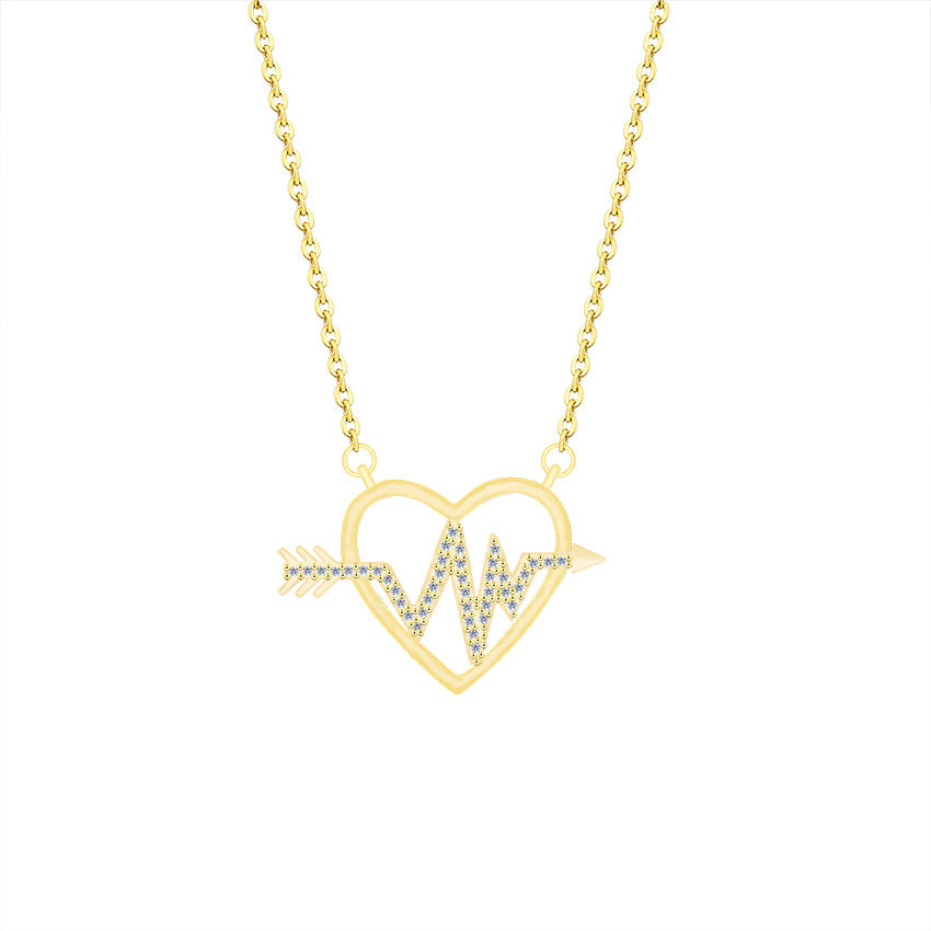 Ladies Simple Heart Shaped ECG Diamond Necklace – Jewelry Gift Ideas — 1