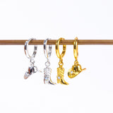 Gold Plated Denim Boots Hat Pendant Earrings – Jewelry Gift Ideas — 8