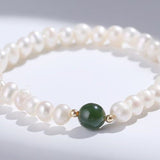 Single-ring Pearl Bracelet With Hetian Jade – Jewelry Gift Ideas — 3