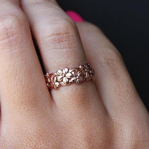 14K Rose Gold Flower 925 Silver Ring Hand Jewelry – Jewelry Gift Ideas — 1