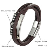 Stainless Steel Leather Bracelet Men Hand Woven – Jewelry Gift Ideas — 2
