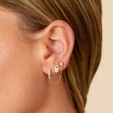S925 Sterling Silver Single Row Studded Earring – Jewelry Gift Ideas — 4