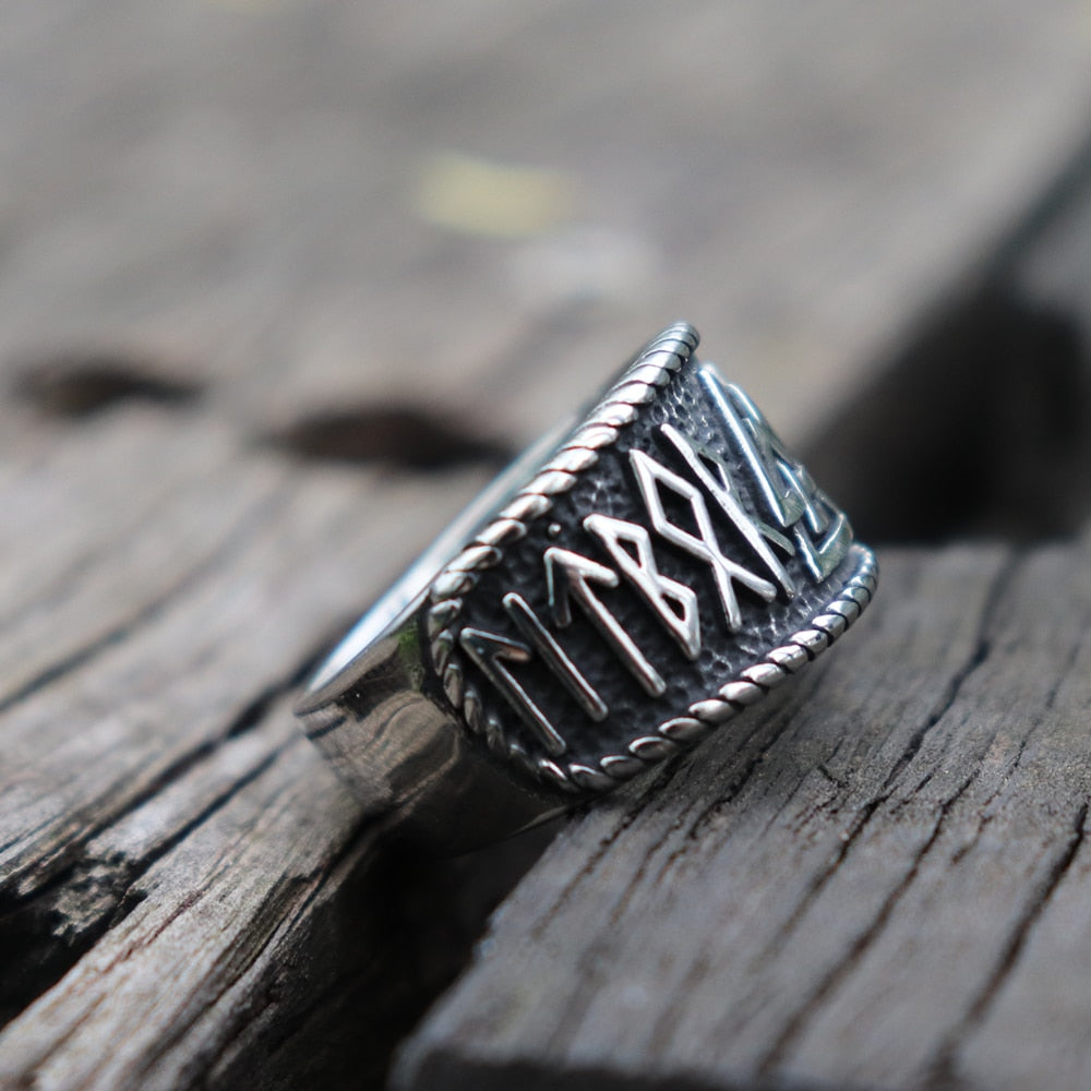 Mythical Viking Yong Odin Logo Men's Ring Viking Rune – Gifts for Him — 1