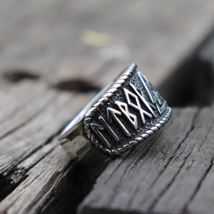 Mythical Viking Yong Odin Logo Men's Ring Viking Rune – Gifts for Him — 1