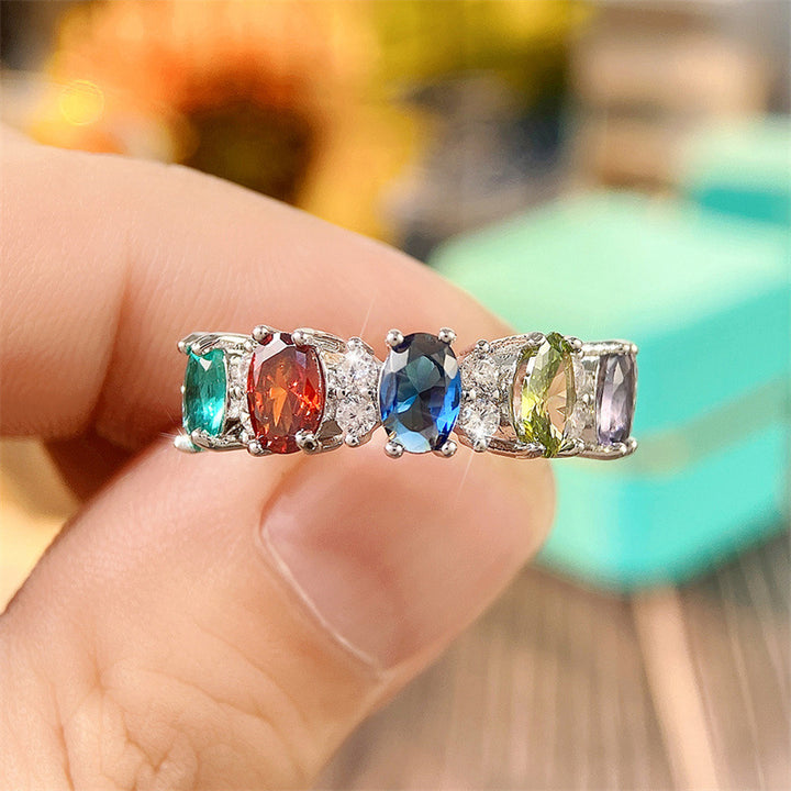 Simplified Geometric Colored Zircon Ring Female – Gifts for Her — 1