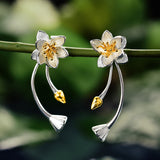 Elegant And Refined Lotus Sterling Silver Earrings – Birthday Gifts — 4