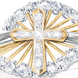 Two-tone ring with diamond cross ring – Gift Ideas — 2