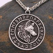 Viking Wolf Head Rune Necklace Metal Men's – Jewelry Gift Ideas — 1