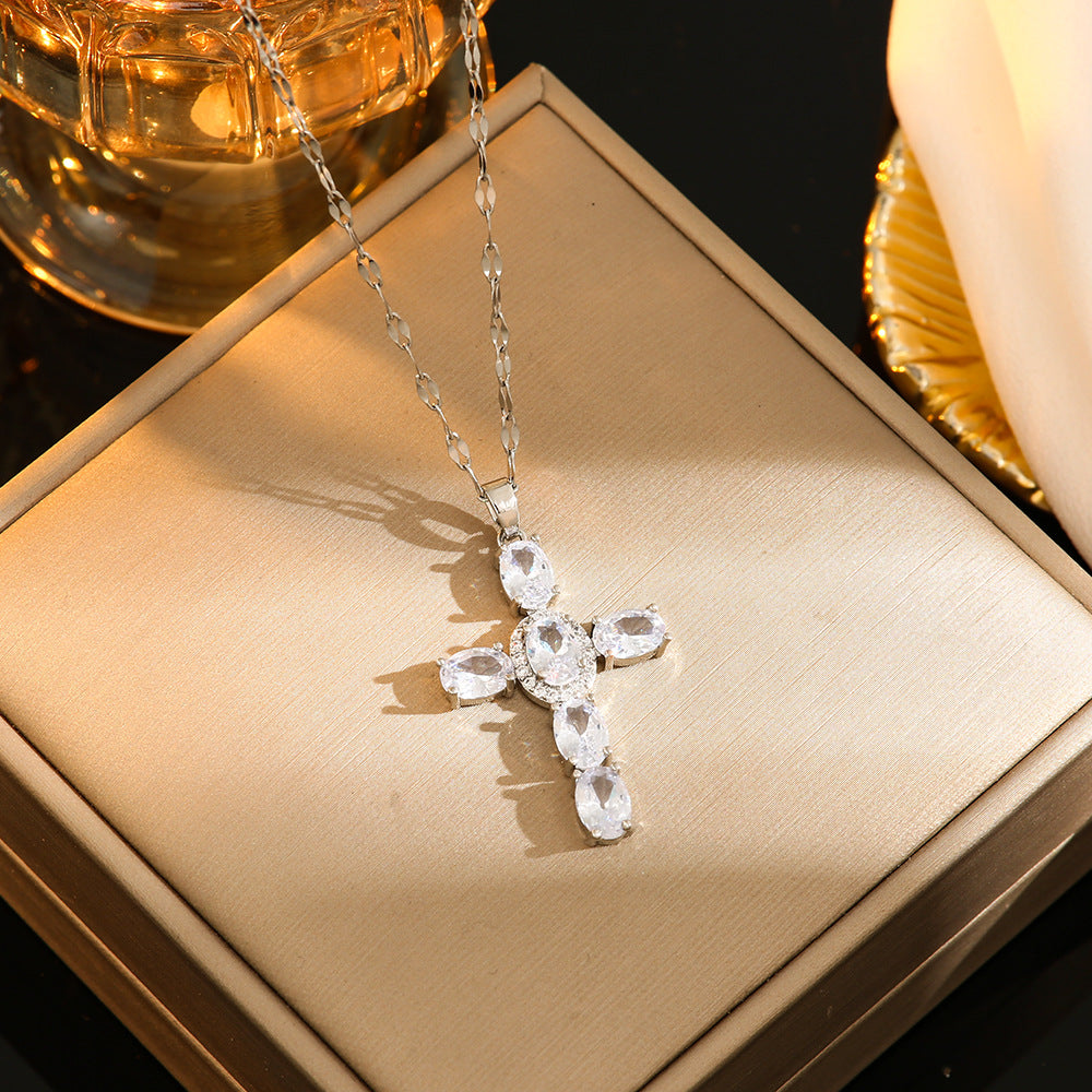 Colored Zircon Cross Necklace With Diamonds Does – Jewelry Gift Ideas — 1