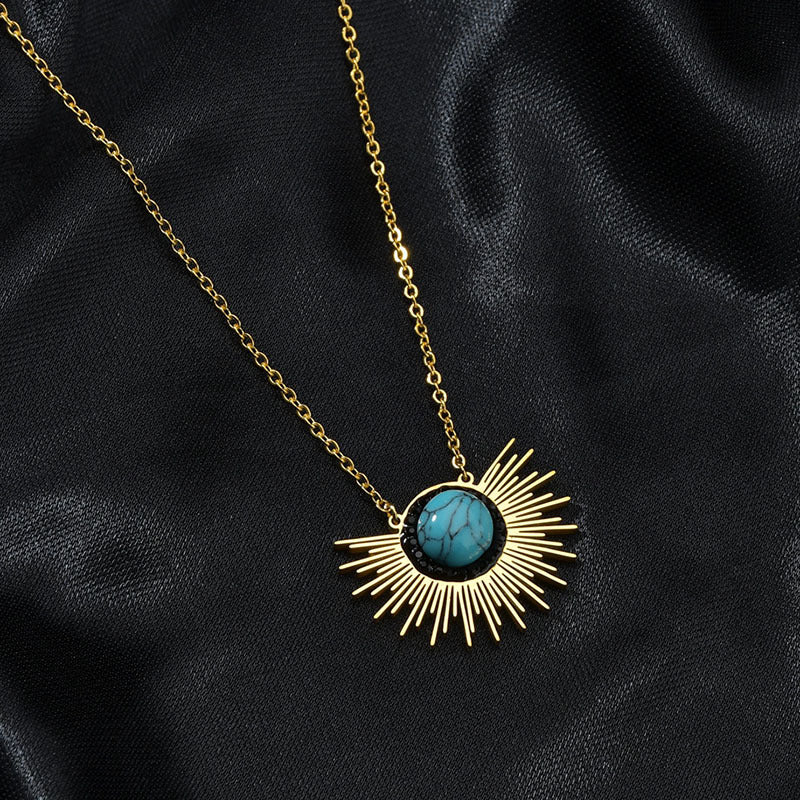 Sun Flower Necklace Women's Stainless Steel – Jewelry Gift Ideas — 1