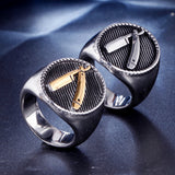 Hairstylist Razor Men's Vintage Titanium Steel Ring – Gifts for Him — 3