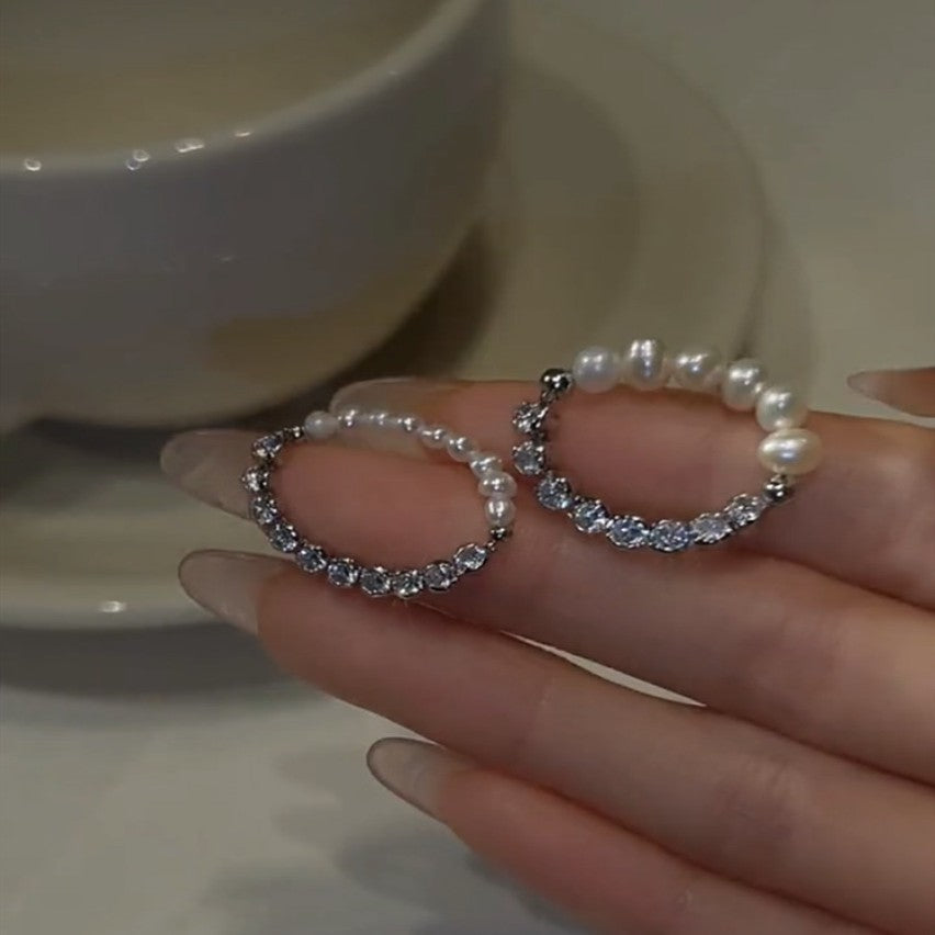 Natural Freshwater Pearl Diamond Splice Ring – Birthday Gifts — 1