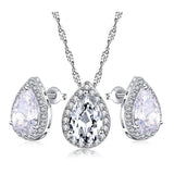 Platinum-Plated Drop Zircon Necklace And Earring – Jewelry Gift Ideas — 1