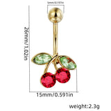 Belly Ring Cherry Zircon Belly Stainless Steel Rod – Stylish Gifts — 7
