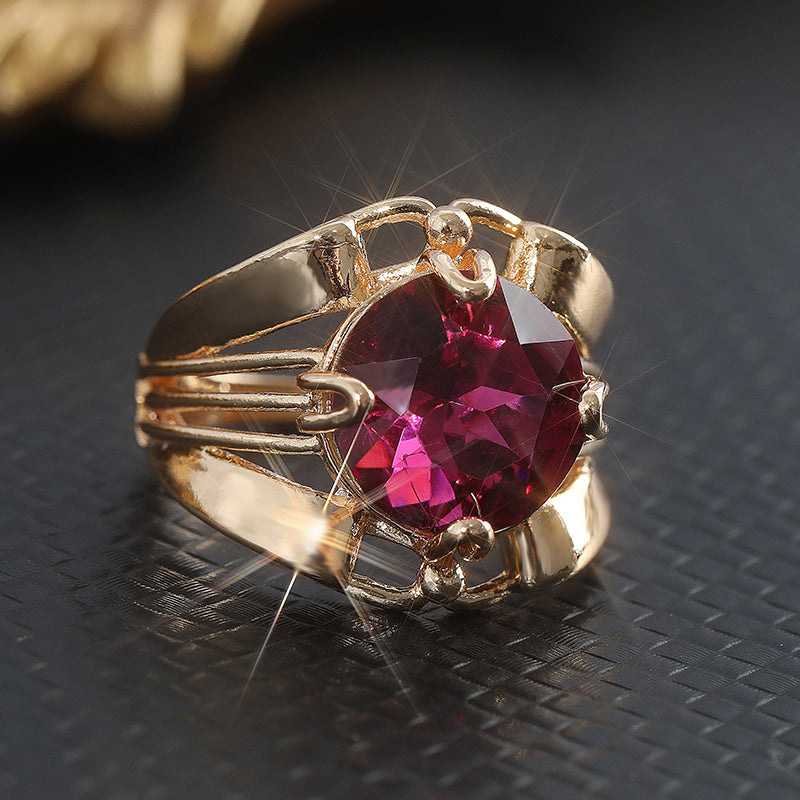 Niche Vintage Red Zircon Ring – Birthday Gifts — 1