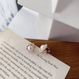 Silver Post Pearl Stud Earrings Geometric Round – Thoughtful Gifts — 10
