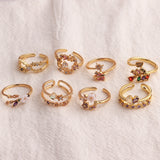 Copper Micro-set Colored Zircon Heart-shaped Ring – Gifts for Her — 5